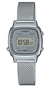 Vintage digital Casio-klokke med mesh-reim og retro design | LA670WEM-7EF