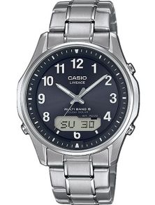 Premium titanium solcelledrevet radiokontrollert klokke med safirglass | LCW-M100TSE-1A2ER