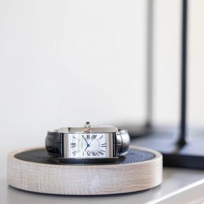 MORELUND Watchmat in Natural Wood/Black Leather MO2302 