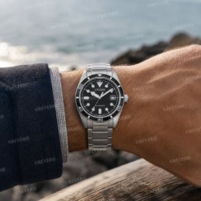 Citizen mekanisk herreklokke i stål med svart urskive 38mm 