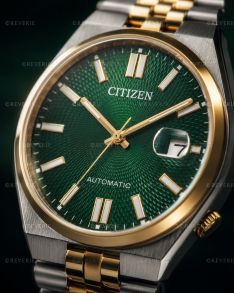 Citizen tofarget automatisk klokke med grønn urskive og safirglass 40mm