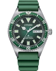 Citizen Promaster automatisk dykkerklokke med grønn skive og gummirem | NY0121-09X