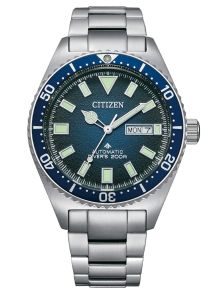 Citizen Promaster automatisk dykkerklokke med blå urskive og stållenke | NY0129-58L
