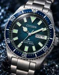 Citizen automatisk dykkerklokke for herre i stål med dag- og datovisning i 41mm 