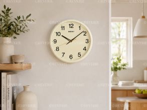 Seiko kremfarget veggklokke med sekundviser (kan høres tett på) 30x5cm