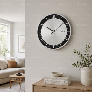 Seiko veggklokke i aluminium med stillegående glidende sekundviser 40x5cm