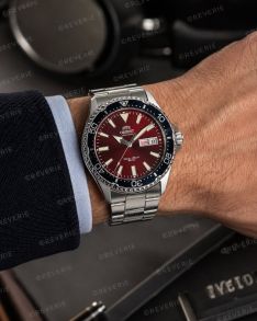 Orient Mens Red Steel Automatic Sapphire Diver 42mm 