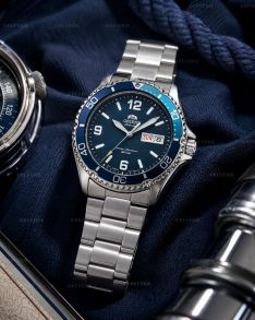 Orient automatisk dykkerklokke for menn i stål med blå urskive og safirglass 41mm 