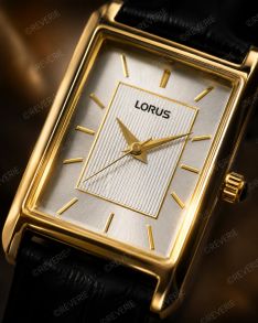 Lorus dameklokke med gullfarget rektangulær urkasse 22mm 