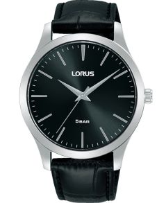 Lorus Mens Classic Black Leather 