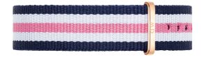 Daniel Wellington Blå/hvit/rosa Classic Southampton dame-natoreim med spenne i rosegull