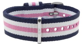 Daniel Wellington Blå/hvit/rosa Classic Southampton dame-natoreim med spenne i sølv