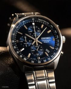 Seiko Mens Chronograph Blue Steel 41mm