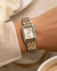 Seiko Ladies Two-Tone Crystals Rectangular 22mm 