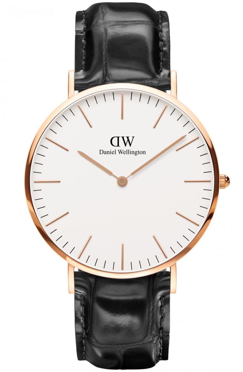 Daniel Wellington Classic Reading Herreklokke i rosegull med sort laerreim