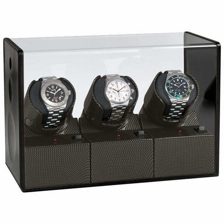 Beco Satin Carbon Expert Svart og gra watchwinder til 3 klokker