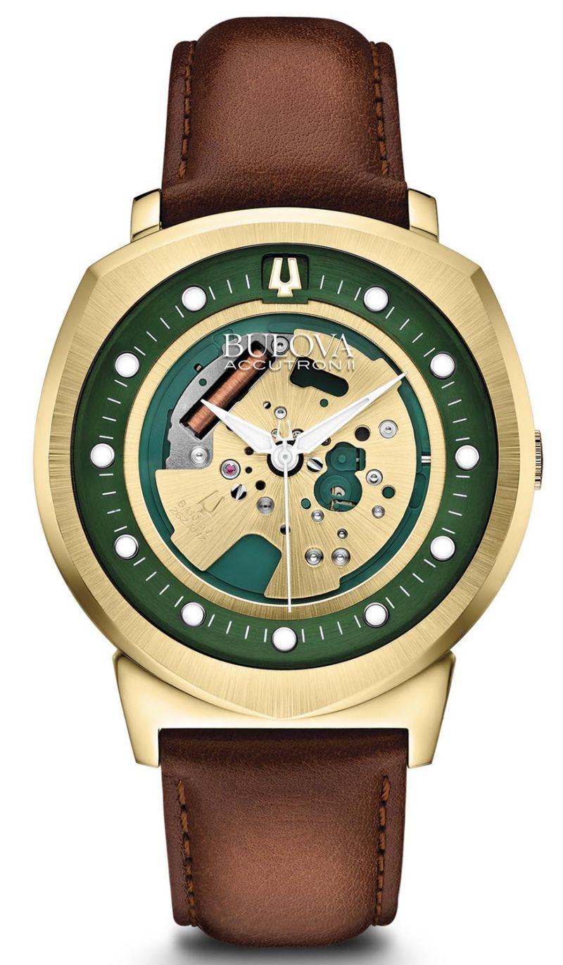 Bulova Accutron II - Herreklokke med spennende detaljer i urskiven og  lærreim