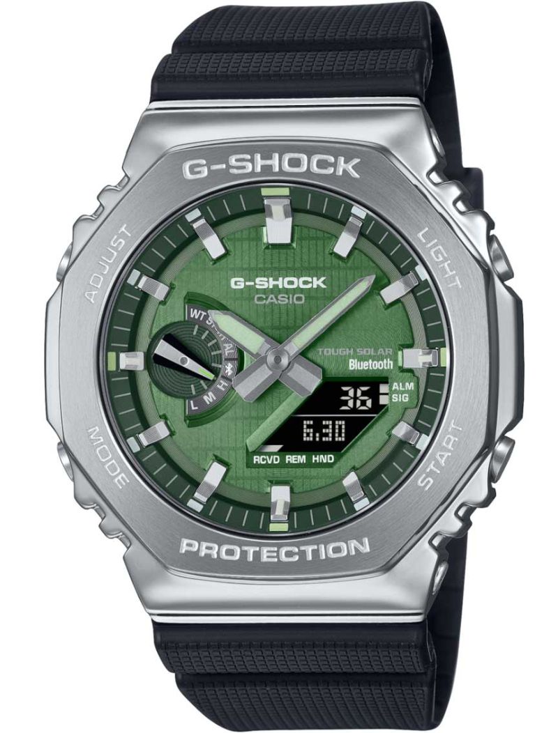 Solcelledrevet smartklokke fra G-Shock | Bluetooth-ur med grønn