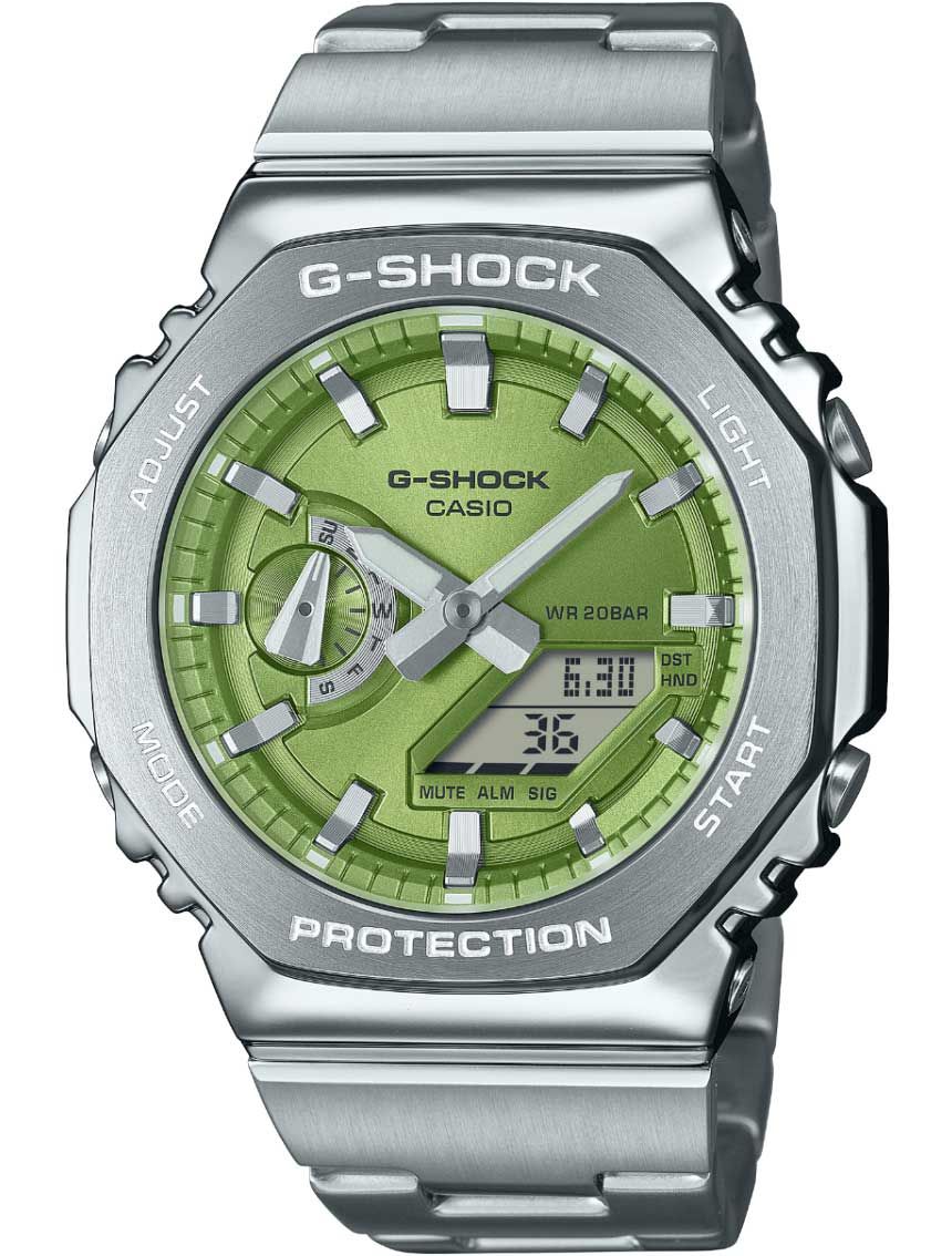 G-Shock G-Steel i metallisk grønn | Stålbezel med oktagonal design