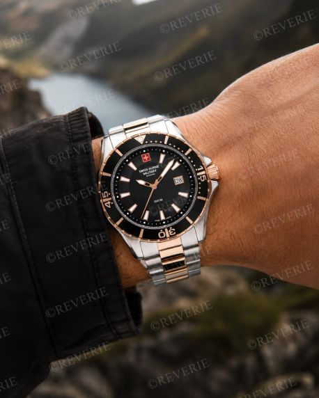 Swiss Alpine Military tofarget klokke med safirglass 44mm
