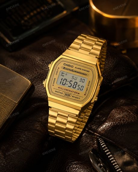 Casio gullfarget retro digitalur unisex 36mm