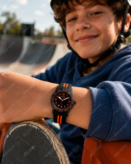 Svart oransje 100M vanntett barneklokke 30mm