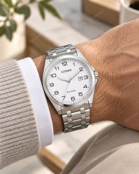 Citizen herreklokke i stål med hvit urskive, solenergi og safirglass i 41mm