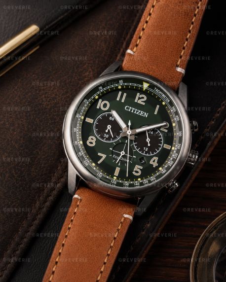 Citizen Eco-Drive herrekronograf med grønn urskive 43mm