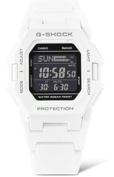 G-SHOCK ultra-slank hvit digital klokke med Bluetooth og skritteller | GD-B500-7ER