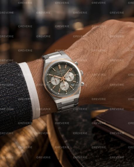 Seiko tofarget herrekronograf i stål med safirglass 40mm