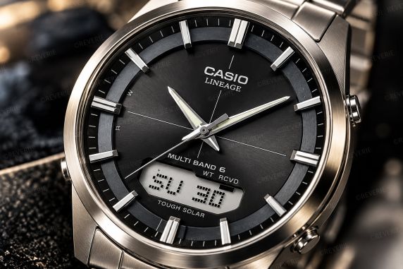 Casio herreklokke i titan med solenergi og radiostyring 40mm