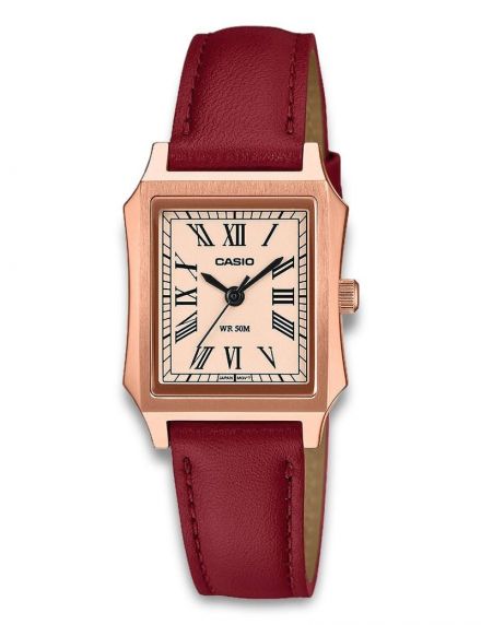 Casio Ladies Rosegolden Red Leather Mini 23mm