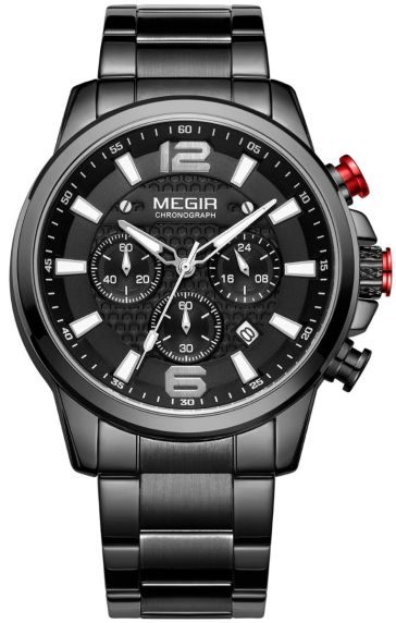 Megir Sports Chronograph Black Steel 2156