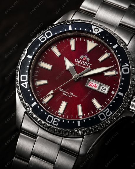 Orient Mens Red Steel Automatic Sapphire Diver 42mm