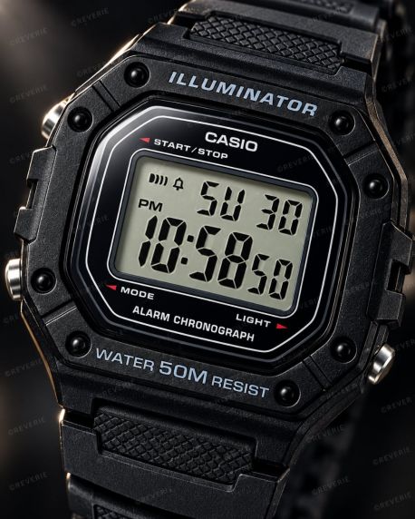 Svart Casio digital sportsklokke til herre i 43mm