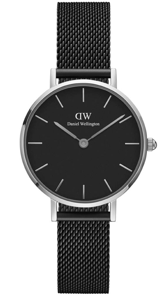 Daniel Wellington Petite 28mm Ashfield Black Silver DW00100246 -  Kvarts - Sølv - Dameklokker - Meshlenke - Mineral