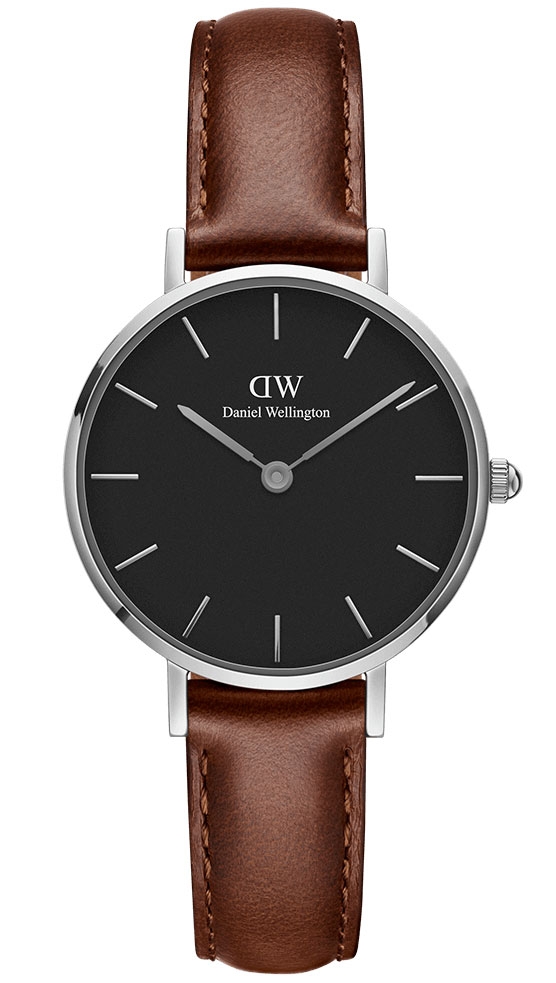 Daniel Wellington Classic Petite 28mm St Mawes Black Silver DW00100237 -  Kvarts - Sølv - Dameklokker - Skinn - Mineral