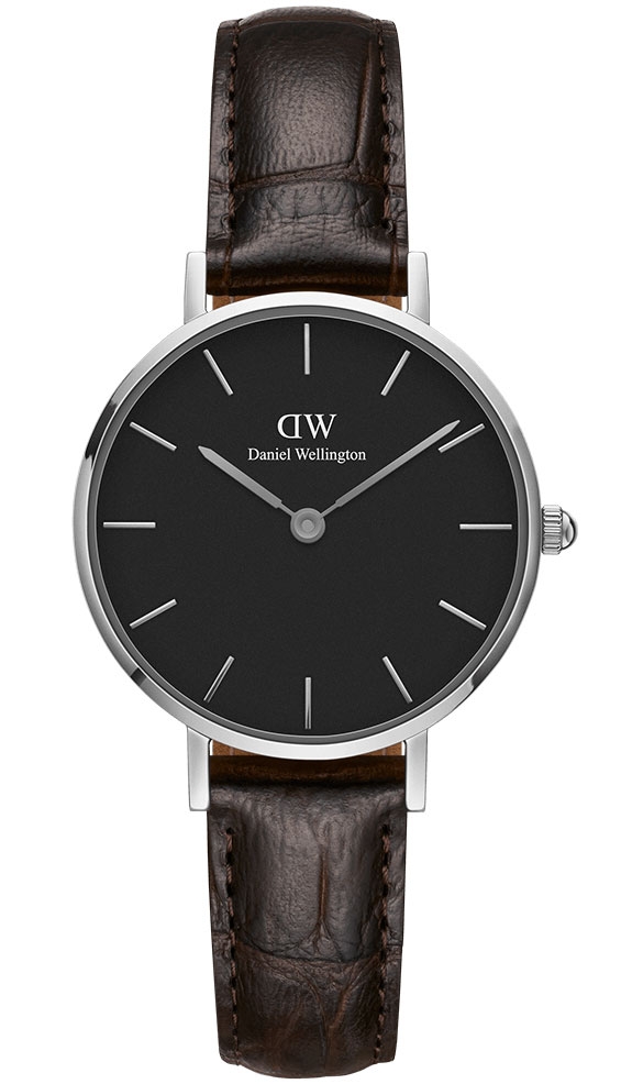 Daniel Wellington Classic Petite 28mm York Black Silver DW00100238 -  Kvarts - Sølv - Dameklokker - Skinn - Mineral