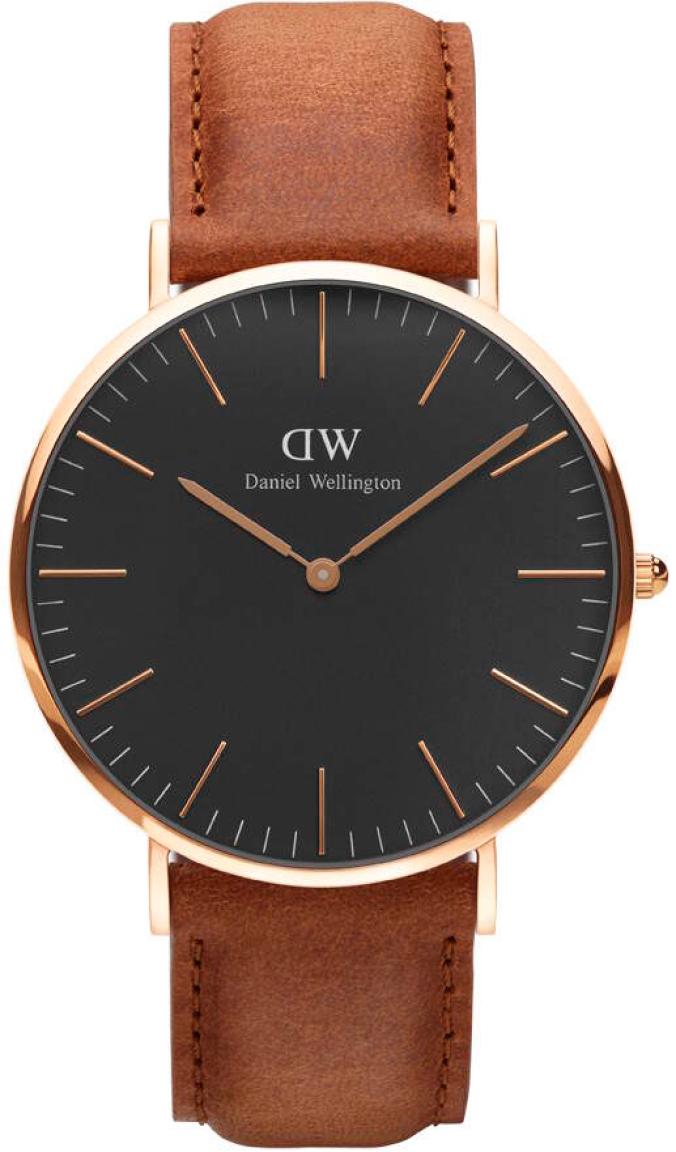 Daniel Wellington Classic Black Durham - Herreklokke i rosegull med svart urskive -  Kvarts - Kobber Rosegull - Herreklokker - Skinn - Mineral