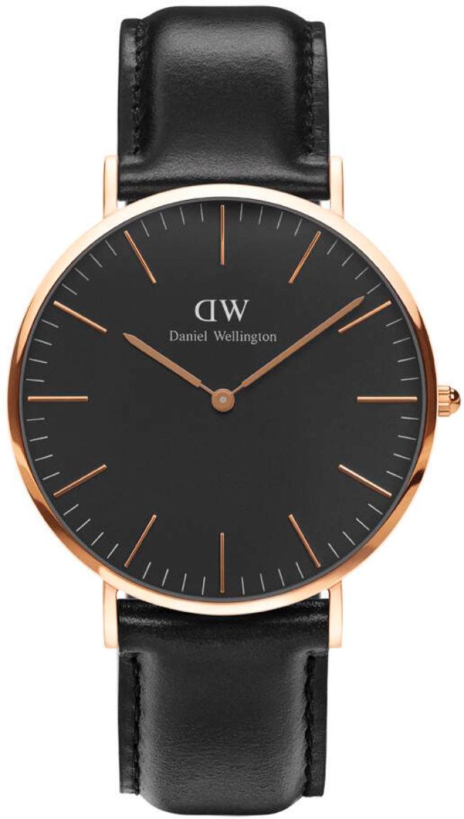 Daniel Wellington Classic Black Sheffield - Herreklokke i rosegull med sort urskive -  Kvarts - Kobber Rosegull - Herreklokker - Skinn - Mineral