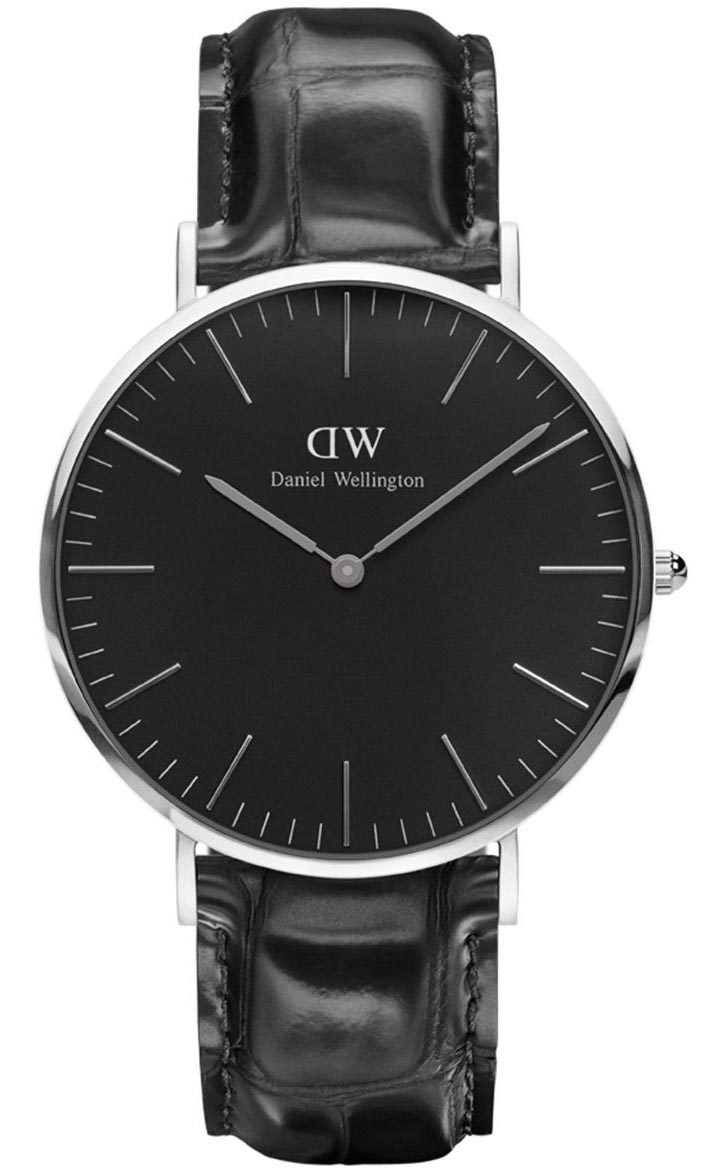 Daniel Wellington Classic Black Reading - Herreklokke i stål med sort skive og lærreim -  Kvarts - Sølv - Herreklokker - Skinn - Mineral