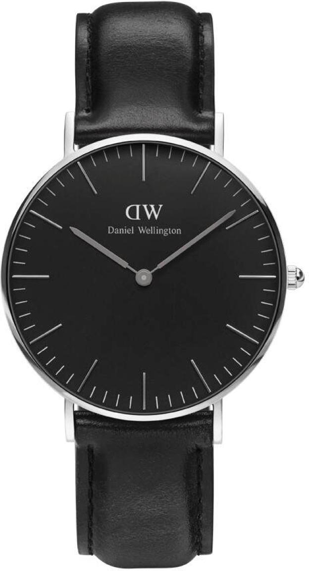 Daniel Wellington Classic Black Sheffield - Dameklokke i sølv med sort lærreim og urskive -  Kvarts - Sølv - Dameklokker - Skinn - Mineral