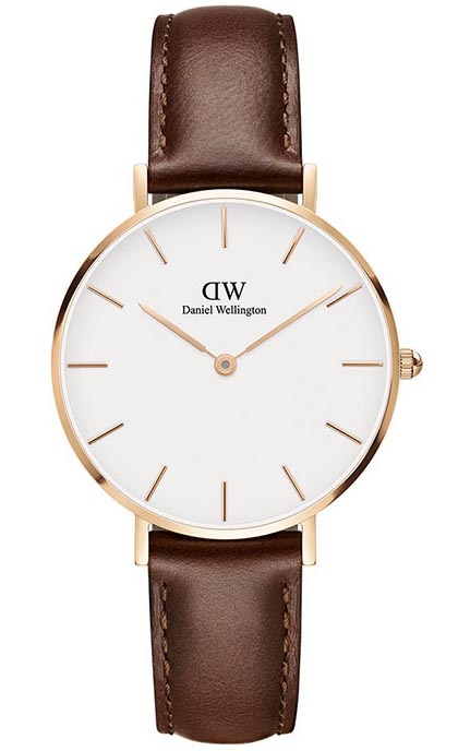 Daniel Wellington Classic Petite 32mm St Mawes DW00100175 -  Kvarts - Kobber Rosegull - Dameklokker - Skinn - Mineral
