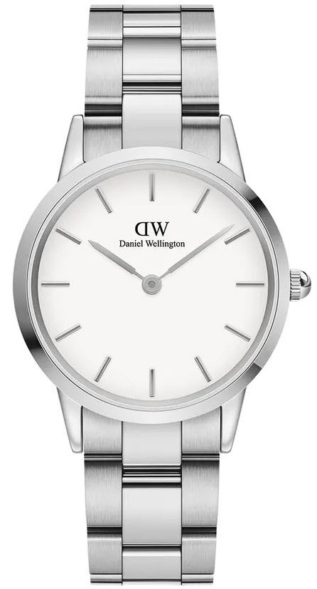 Daniel Wellington Iconic Link 32mm Silver White DW00100205 -  Kvarts - Sølv - Dameklokker - Rustfritt stål - ledd m/pin - Mineral
