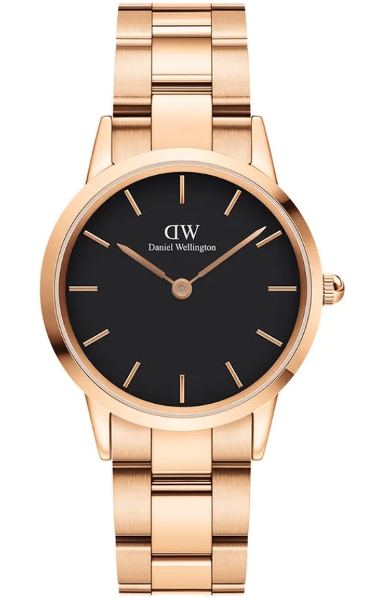 Daniel Wellington Iconic Link 32mm Rose Gold Black DW00100212 -  Kvarts - Rosegull - Dameklokker - Rustfritt stål - ledd m/pin - Mineral