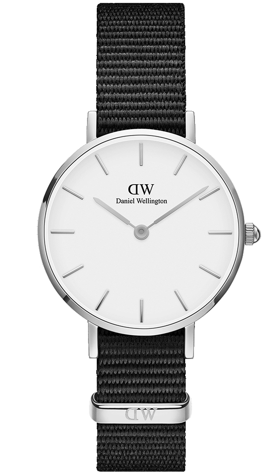 Daniel Wellington Classic Petite Cornwall Silver 28mm DW00100252 -  Kvarts - Sølv - Dameklokker - Stoff - Mineral