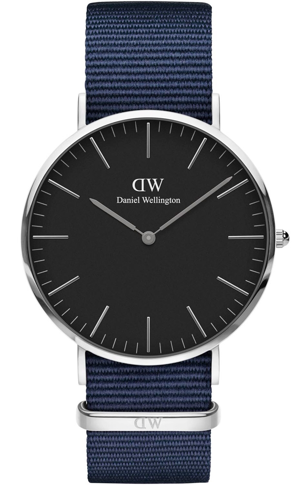 Daniel Wellington Classic Black Bayswater Silver 40 MM DW00100278 -  Kvarts - Sølv - Unisex - Stoff - Mineral