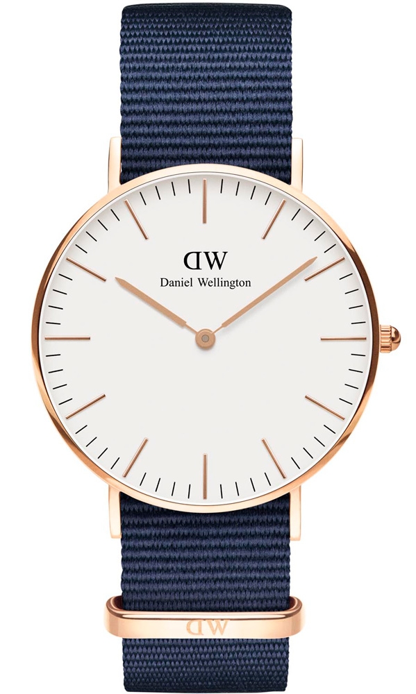 Daniel Wellington Classic Bayswater Rose Gold 36 MM DW00100279 -  Kvarts - Rosegull - Dameklokker - Stoff - Mineral