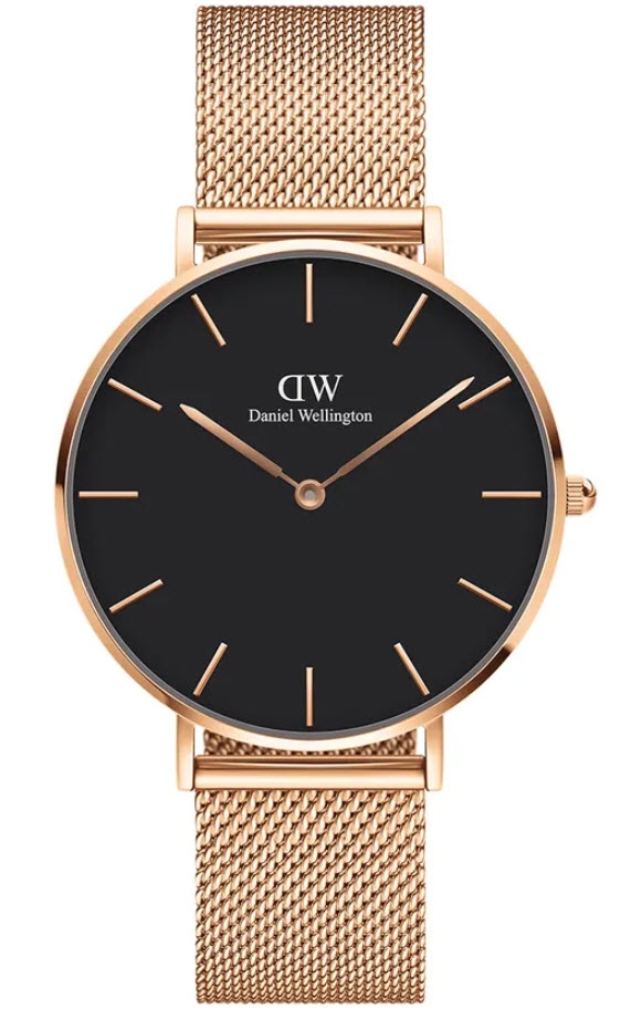 Daniel Wellington Petite 36mm Melrose Black DW00100303 -  Kvarts - Rosegull - Dameklokker - Meshlenke - Mineral