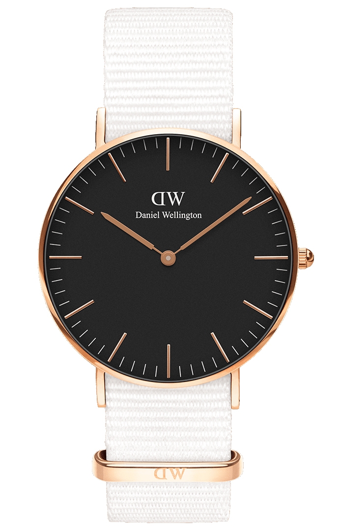 Daniel Wellington Classic Dover Rose Gold 36mm DW00100310 -  Kvarts - Rosegull - Dameklokker - Stoff - Mineral